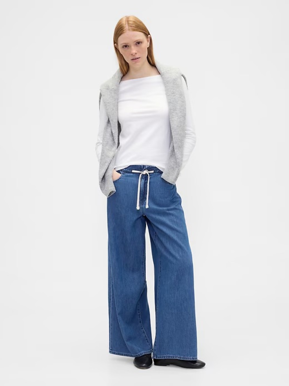 Gap High Rise SuperLight Pull-On Baggy Jeans | XSmall | Dark Wash